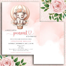 Watercolor Baby Shower Peach Elephant Invitation Einladung