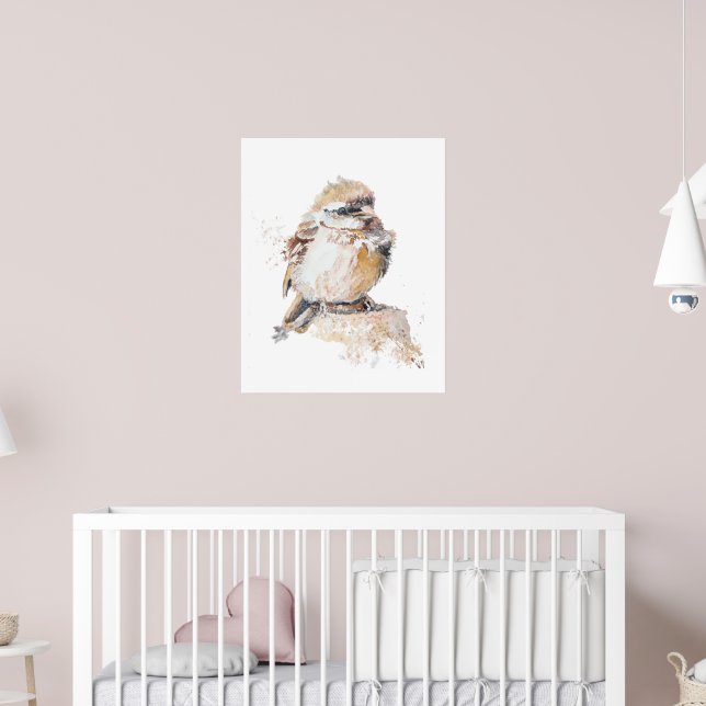 Watercolor Baby Sparrow mit Ruffled Feathers Poster (Kinderzimmer 2)