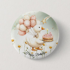Watercolor Baby White Goose Geburtstagsparty Niedl Button