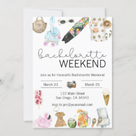 Watercolor Bachelorette Wochenende Einladung