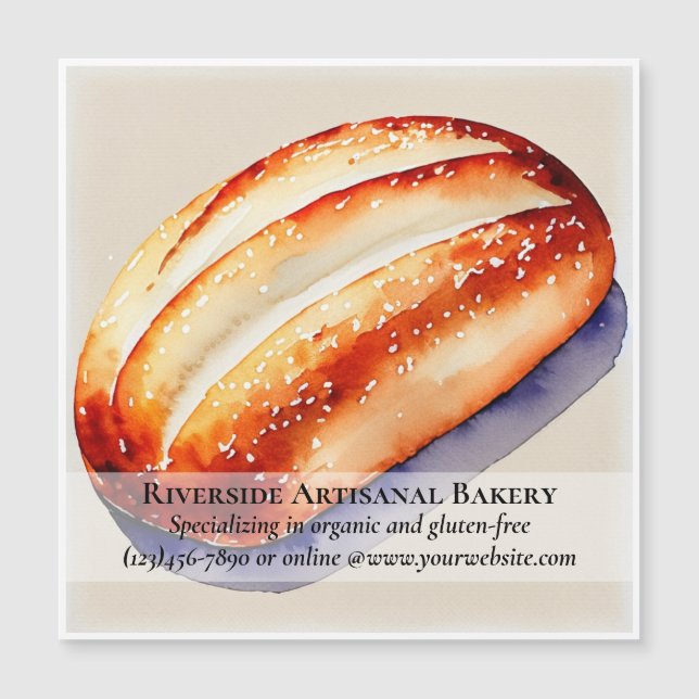 Watercolor Bakery Business Magnetic Card Magnetkarte (Vorderseite)