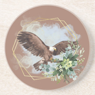 Watercolor Bald Eagle Framed Bouquet  Getränkeuntersetzer