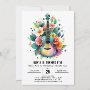 Watercolor Ballad Guitar Birthday Einladung