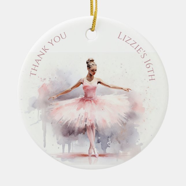 Watercolor Ballerina Keramik Ornament (Vorne)
