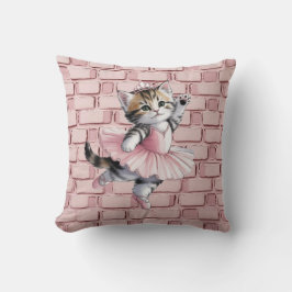 Watercolor Ballerina Kitten Girl Birthday Party Kissen