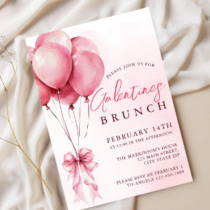 Watercolor-Ballon-Galentines-Brunch in Rosa Einladung
