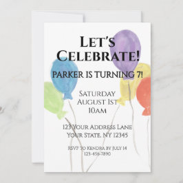 Watercolor Balloon Birthday Party Invitation Einladung