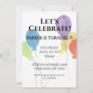 Watercolor Balloon Birthday Party Invitation Einladung
