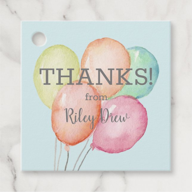 Watercolor Balloon Bunch Vielen Dank Geschenkanhänger (Vorderseite)