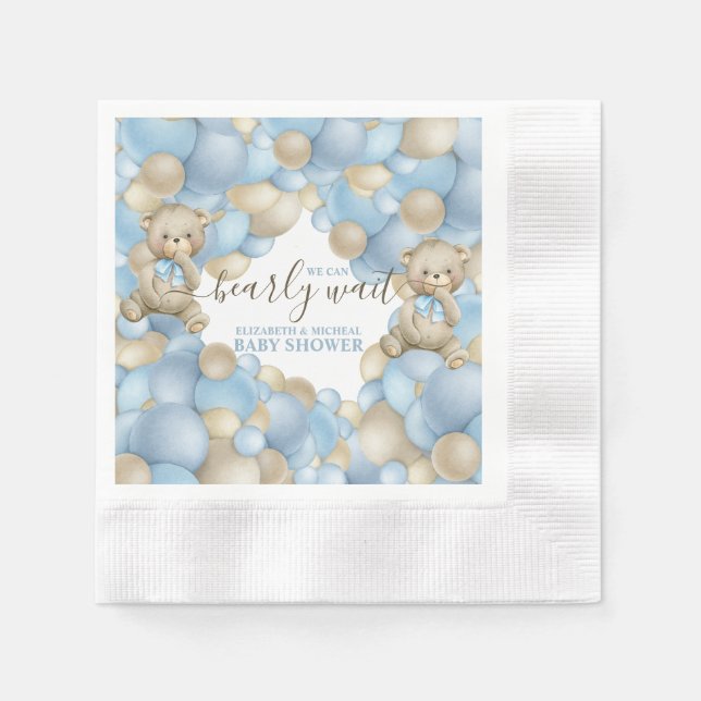Watercolor Balloon Teddy Theme Paper Napkin Serviette (Vorderseite)