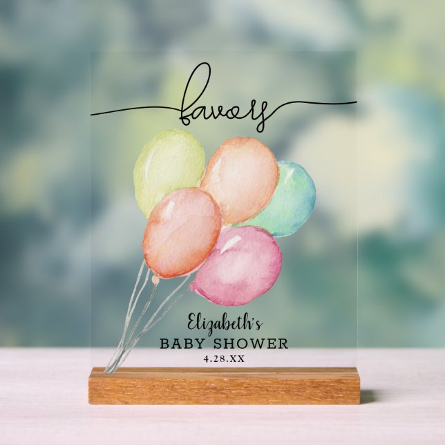 Watercolor Balloons Baby Duwer Favoriten Acrylschild (Neutral)