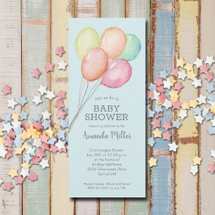 Watercolor Balloons Boy Baby Dusche Einladung