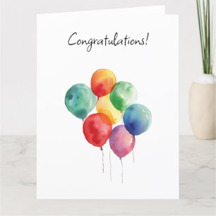Watercolor Balloons Glückwünsche Minimalistisch Dankeskarte