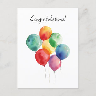 Watercolor Balloons Glückwünsche Minimalistisch Postkarte
