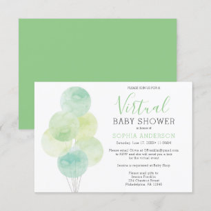 Watercolor Balloons Virtual Baby Dusche Einladung