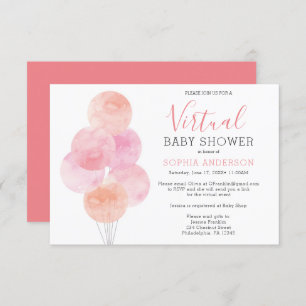 Watercolor Balloons Virtual Baby Dusche Einladung