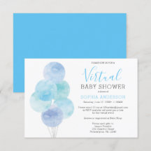 Watercolor Balloons Virtual Baby Dusche Einladung