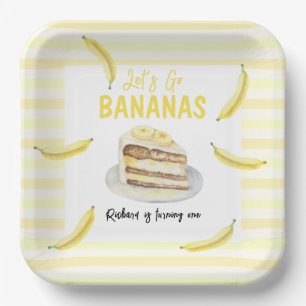 Watercolor Banana Cake Geburtstagsparty Pappteller
