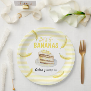 Watercolor Banana Cake Geburtstagsparty Pappteller