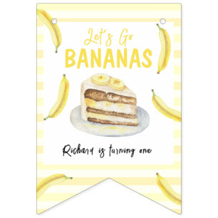Watercolor Banana Cake Geburtstagsparty Wimpelkette