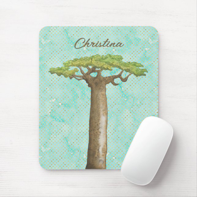 Watercolor Baobab Tree Mousepad (Mit Mouse)