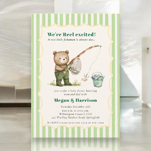 Watercolor-Bär-Angeln-Baby-Shower-Einladung mit QR Einladung