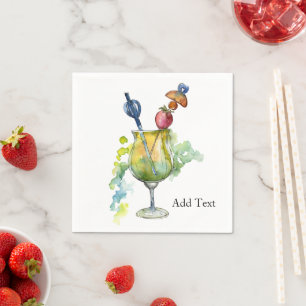 Watercolor Bar Party Cocktail Serviette