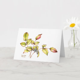 Watercolor barberry greeting card blank inside karte