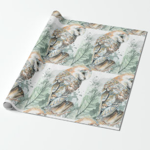 Watercolor Barn Owl Bird Nature Wildlife art Geschenkpapier