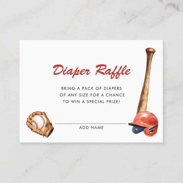 Watercolor Baseball Baby Shower Diaper Raffle Begleitkarte (Vorderseite)