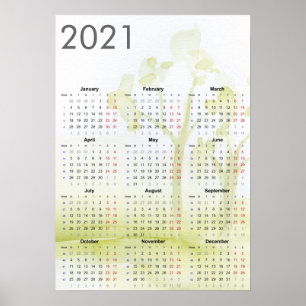 Watercolor-Bäume 2021 Poster