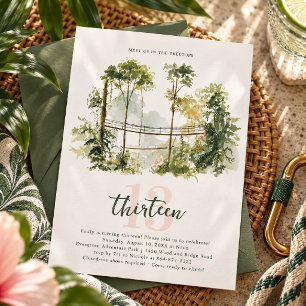 Watercolor Baumwipfel-Abenteuer-Teenie-Geburtstag Einladung