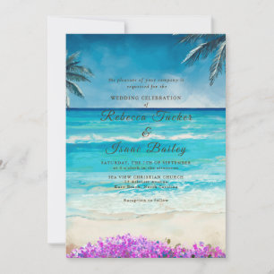 Watercolor Beach Blue Ocean Weditation Einladung