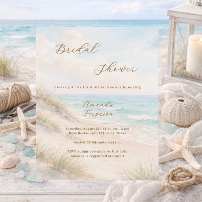 Watercolor beach coastal Bridal Shower invitation (Von Creator hochgeladen)