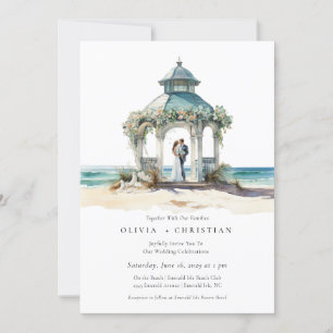 Watercolor Beach Coastal Hochzeit Einladung