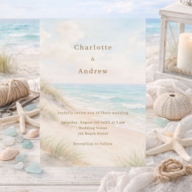Watercolor beach coatal modern wedding einladung (Von Creator hochgeladen)