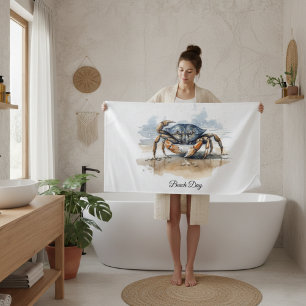 Watercolor Beach Crab, individuell Strandtuch