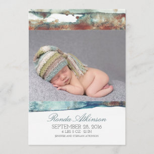 Watercolor Beach Neugeborenes Baby Foto Birth Ankündigung
