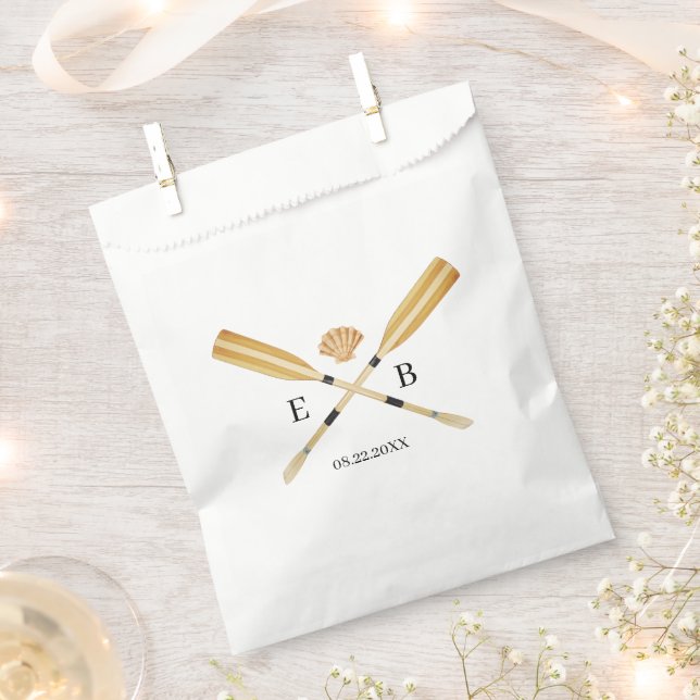Watercolor Beach Oars Wedding Geschenktütchen (Ausgeschnitten)