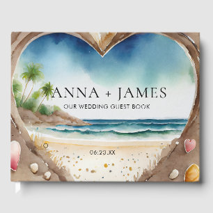 Watercolor Beach Ocean Summer Hochzeit in Urlaubso Gästebuch