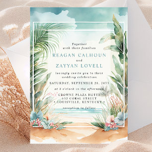 Watercolor Beach Palm Arch Hochzeit Einladung