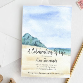 Watercolor Beach Scene Celebration Of Life Einladung