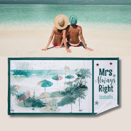 Watercolor Beach Scene Funny Honeymoon Strandtuch