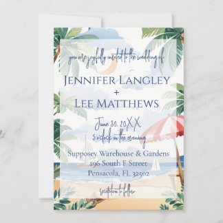 Watercolor Beach Scene Wedding Einladung