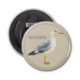 Watercolor Beach Seagull Personalized Flaschenöffner