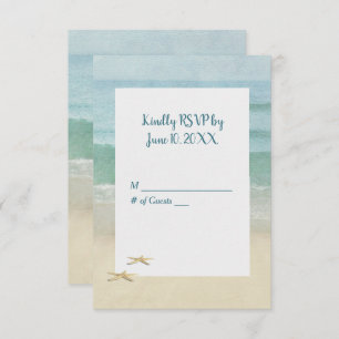 Watercolor Beach Starfish Wedding RSVP Einladung