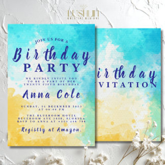 Watercolor Beach und Ocean Birthday Design Einladung