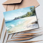 Watercolor Beach Wedding Danke Karte<br><div class="desc">Teilen Sie Ihre Dankbarkeit mit dem Charme der Küste mit dieser Watercolor Beach Wedding Dankeschön Card. Die Vorderseite besticht durch ein ruhiges Aquarelldesign, das die Ruhe und Romantik Ihres Strandfestes in Erinnerung ruft. Der Rücken bietet Raum für Ihre persönliche Danksagung, die es zum perfekten Ausdruck von Wertschätzung macht und gleichzeitig...</div>