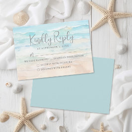 Watercolor Beach Wedding RSVP Reply Card Karte