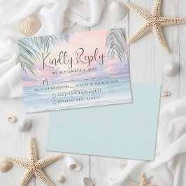 Watercolor Beach Wedding RSVP Reply Card Karte